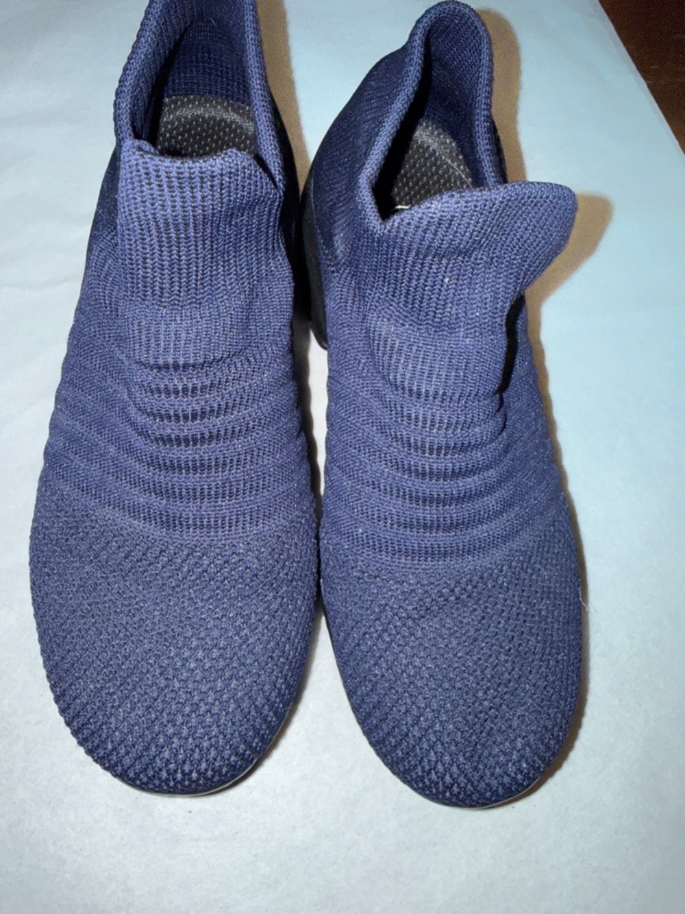 Knit Slip-On Sneakers in Navy Blue